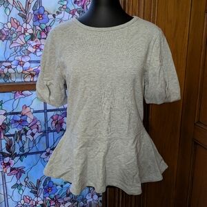 Halogen Gray Short Sleeve Peplum Top